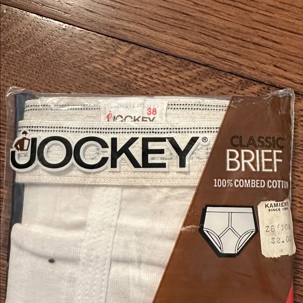 Vtg  1971 New in Packaging Jockey Classic‎ White Cotton Classic Briefs- size 38